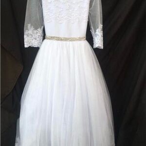 Elegant White Lace Kids Dress